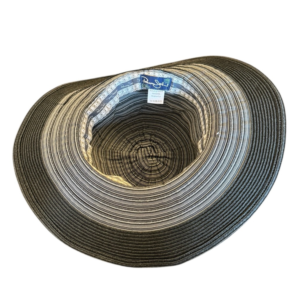 Panama Jack Striped Wide Brim Black Striped Hat - Picture 5 of 9